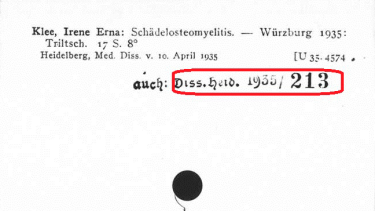 Digitalisierter Zettelkatalog / Beispiel für Heidelberger Dissertationen im Sammelband