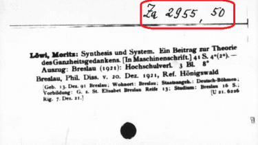 Digitalisierter Zettelkatalog / Beispiel für Dissertation / 50. Titel